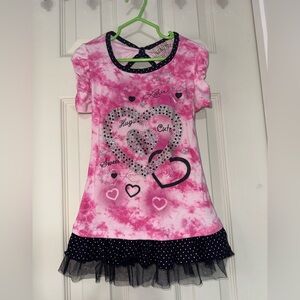 Beautees Pink and Black Tie-Dye Vintage Top Size Girl’s 4